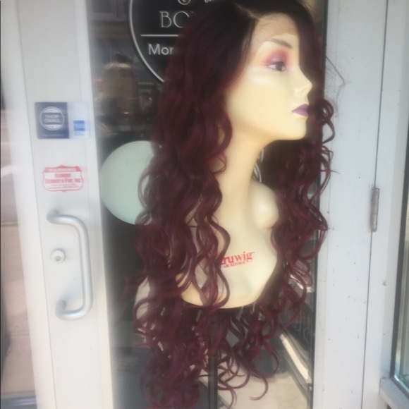 Wig Lacefront 30+ Long Burgundy Curly Wig
